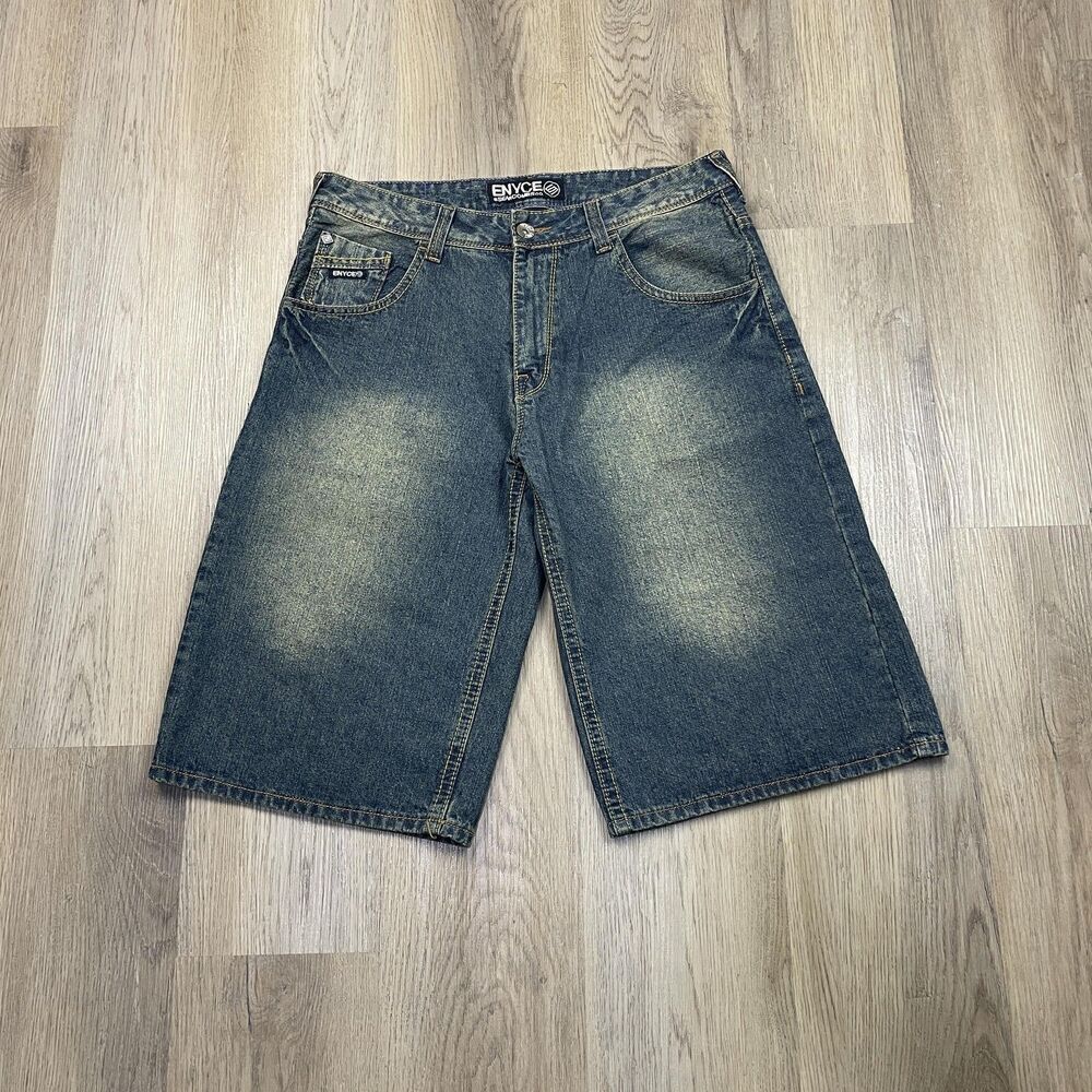Enyce Jean Shorts Mens 34 Blue Denim Baggy Hip Hop Streetwear Sean Combs Y2K